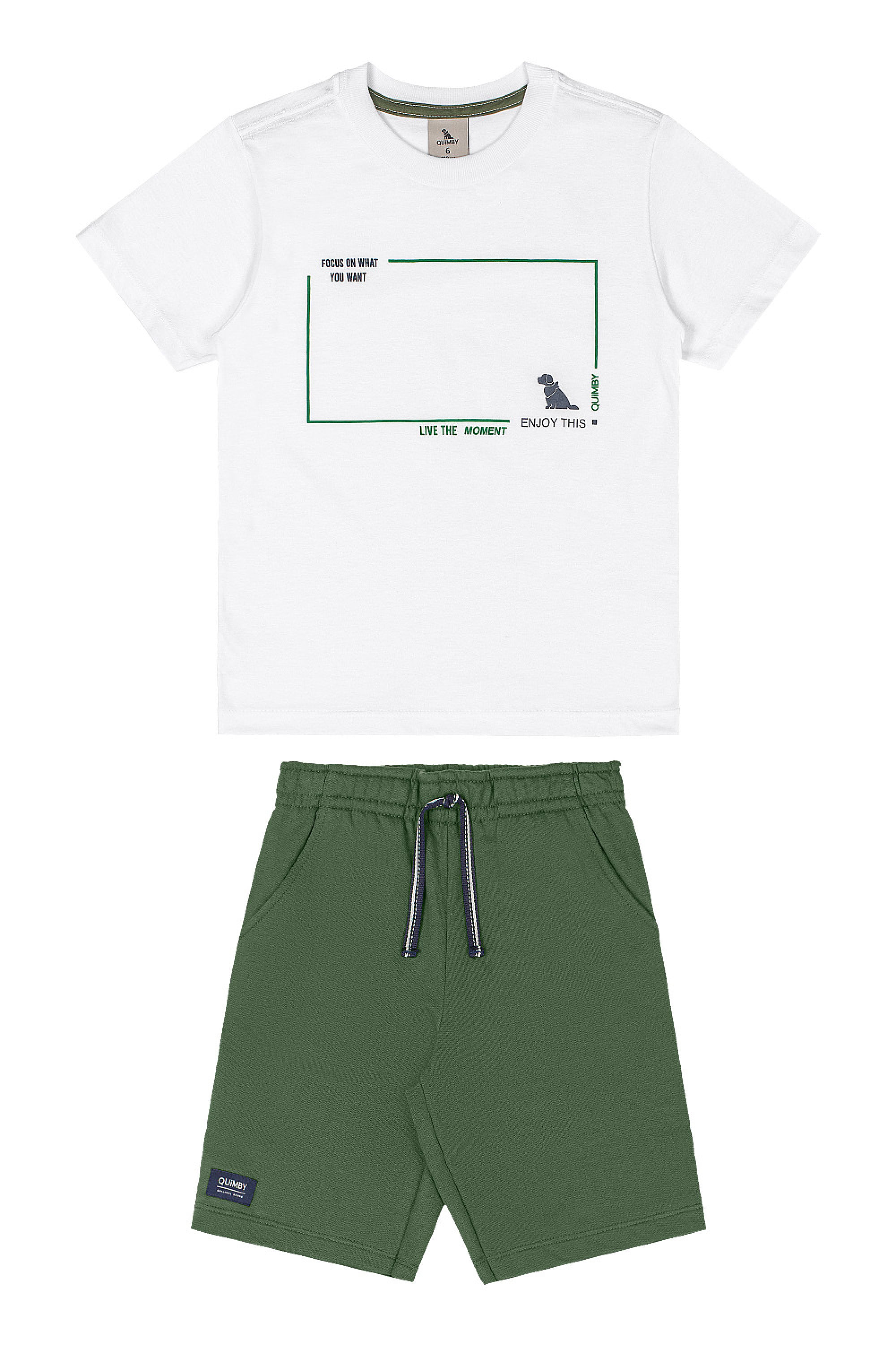 Conjunto Infantil Camiseta com Estampa 3D e Bermuda (Branco) Quimby - Imagem 2